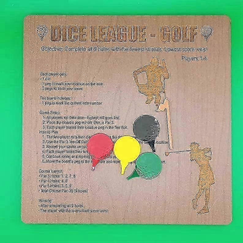 Tabletop Dice Golf Game, Handcrafted Tabletop Golf Dice Games Set, Interactive Golf Games with Intuitive Gameplay Movable Pegs and Scoring System, for