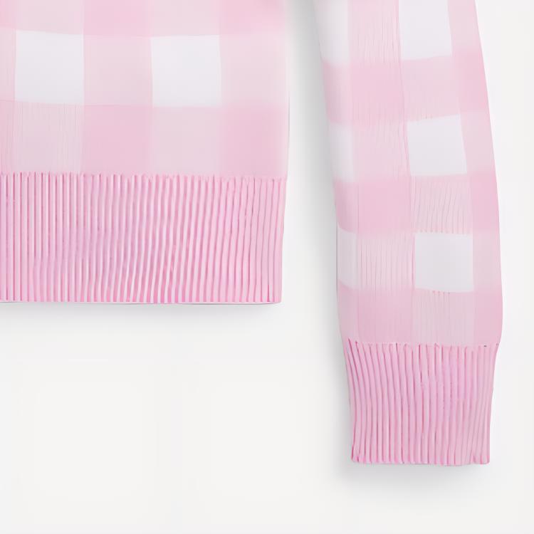 Polo Ralph Lauren Sweater Ss24 Plaid Print V-Neck Long Sleeve Knit Kids sweater Pink CWPOSWEG6820443-650
