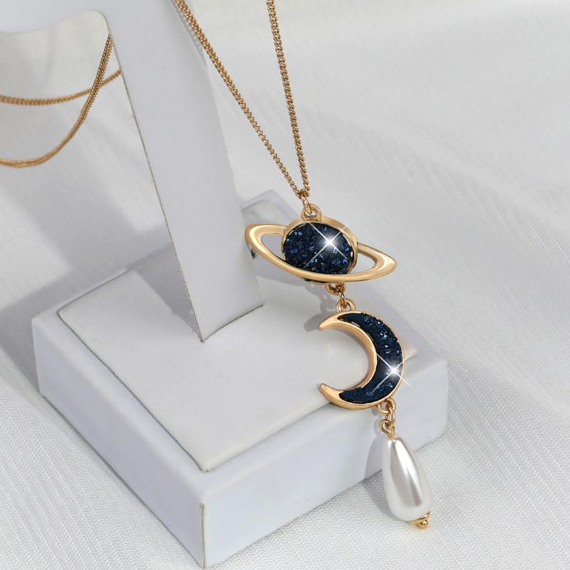 Elegant Korean Style Short Pearl Drop Necklace With Geometric Design For Women