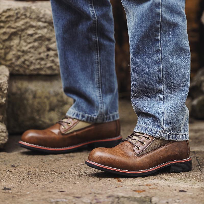 Men's boots, retro short boots, lace-up western boots, zipper bags without shoeboxes, spot fast delivery.