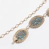 Women's Retro Large Turquoise Heavy Industry Metal Wide Ornate Palace Engraving Round Fashionable Waist Chain