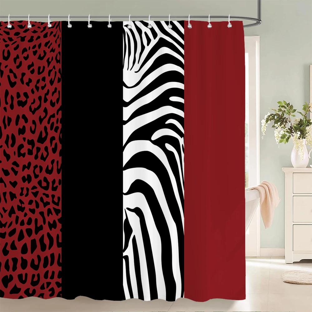 Simple Geometric Pattern Fabric Shower Curtain Bathroom Curtains  Stripes Mosaic Bath Screen Waterproof Polyester with 12 Hooks
