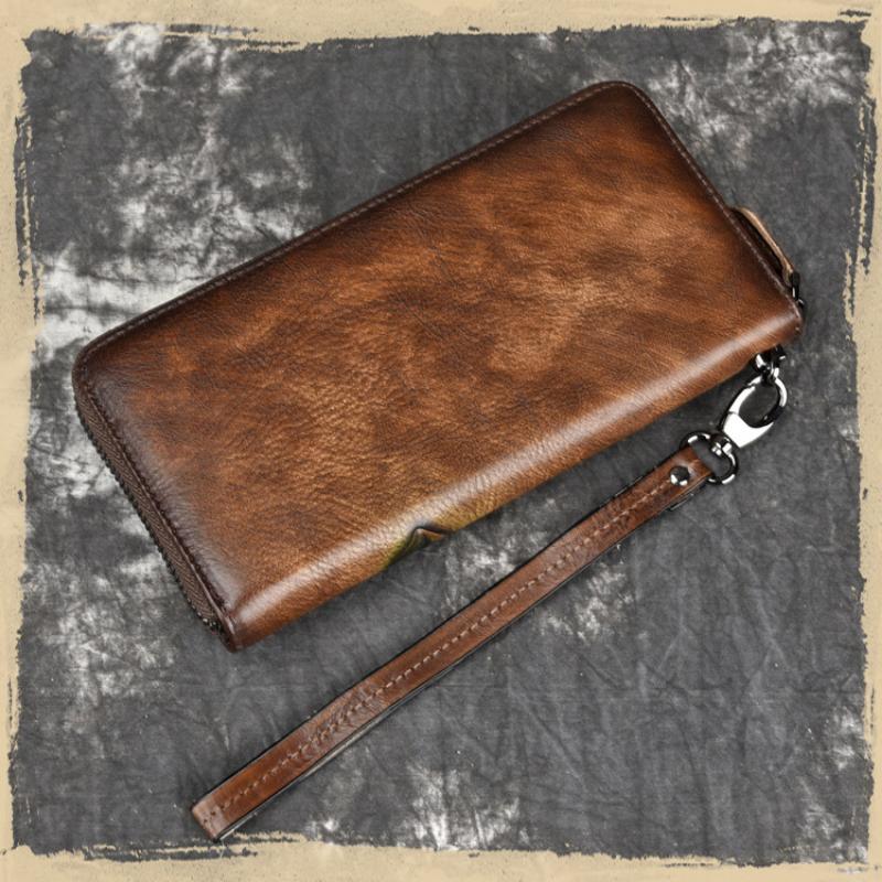 Johnature Vintage Leisure Wallet Card Holder Genuine Leather Long Women Wallets First Layer Cowhide Phone Purses