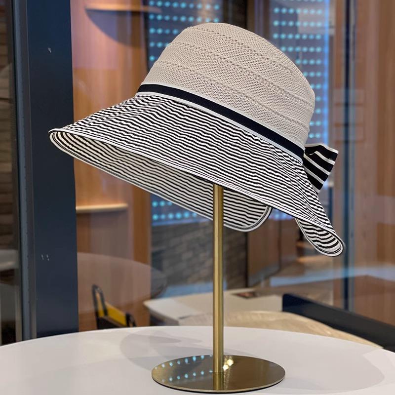 

French Style Women s Sun Hat Foldable Breathable Summer Beach Hat For Vacation Uv Protection Wide Brim Bucket Hat Airy Top New 56-58cm