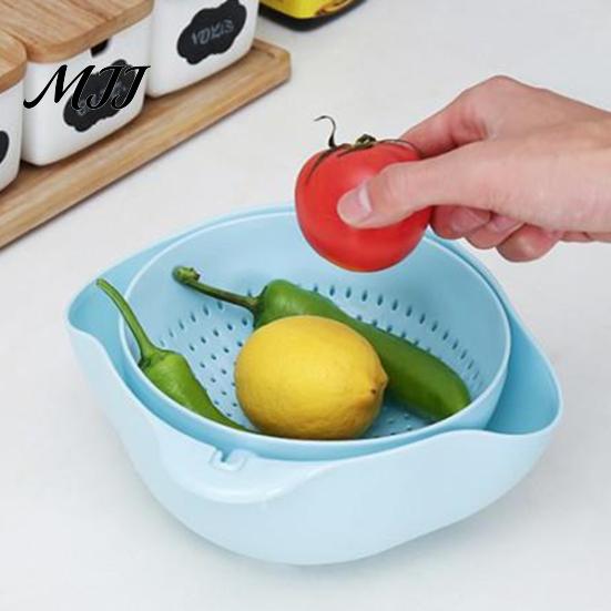 Detachable Drainer Bowl Double Layer Vegetable Washing Basket, Multifunctional Draining Fruit Plastic Strainer for Kitchen & Colander, Sink Gadget
