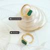 Retro Turquoise Adjustable Women's Ring, Hypoallergenic Titanium Steel, 18K Gold Finish, Japanese Korean Style