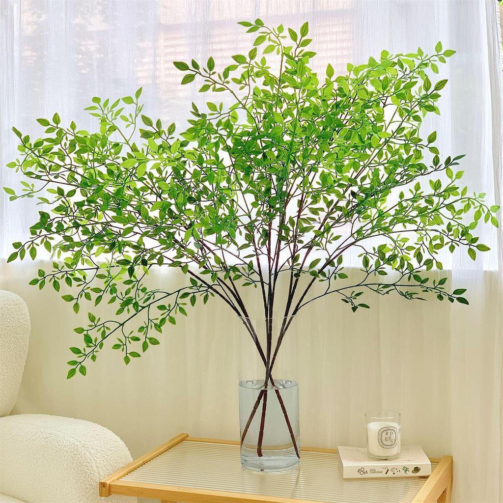 Simulation Nandina Leaves Soft Rubber Green Plants for Home and Hotel Landscaping Decorations