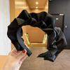 Chic Black Pleated Wide-Brim Headband - Trendy Fairy-Inspired Hair Accessory for Women
