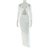 European and American Style Women's Clothing Design Hollow Open-ended Backless Sexy Hip Skirt Solid Color Neck-wrapped Chest Long Dress