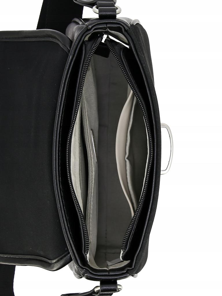 David Jones women's messenger bag, black faux leather