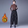 Chinese Style Jacquard Anti-Aging Down Cotton Pants for Middle-Aged Women - Autumn/Winter Cropped Casual Boots