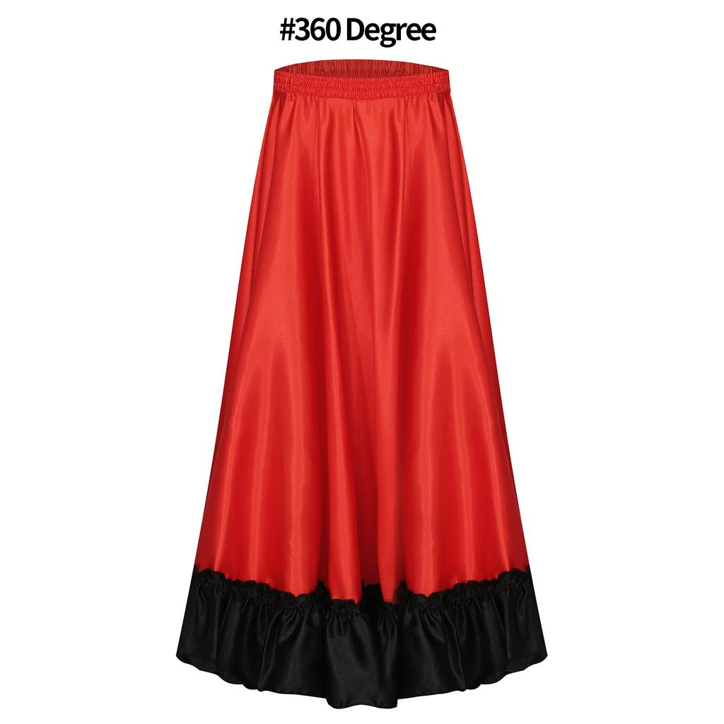 Mädchen Spanischer Stiertanz Rock Großer Schwung Flamenco Kostüm Rüschensaum Rock Bauchtanz Performance Rock