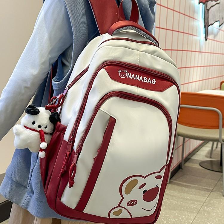 Lotso Nylon Cartoon Bear Student Backpack With Breathable Design For Middle School Girls And Boys