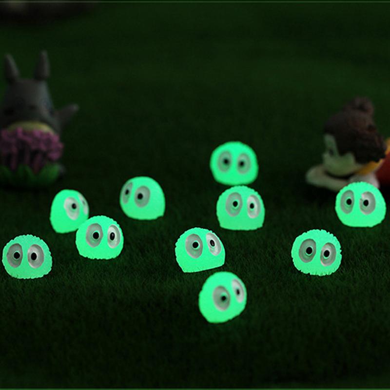 10Pcs Mini Luminous Briquettes Elfs Dust Sprite Micro Ornaments Small Coal Ball Glowing Potted Ornament Miniature Garden Decor