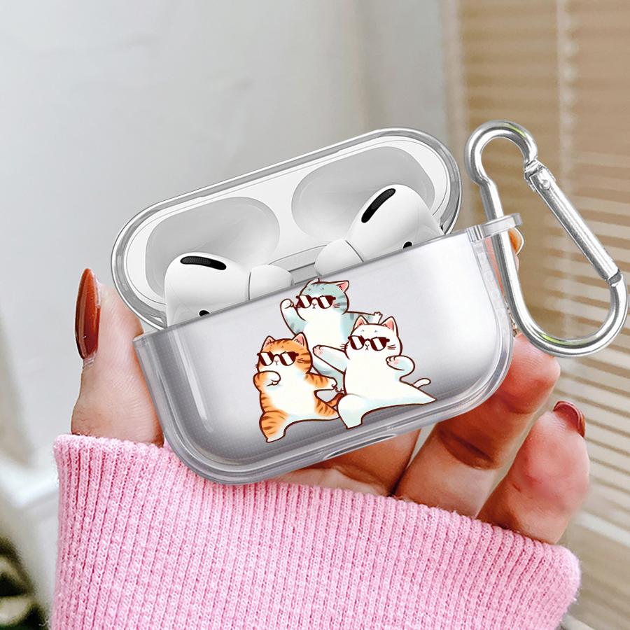 Case For Airpods Pro3 Pro2 2 4 1 3 Pro Clear Earphone Cases Cover Cute Cat