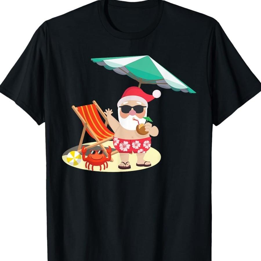 FUNNY Santa Summer Christmas black T-shirt Unisex All sizes S826 XXXXL