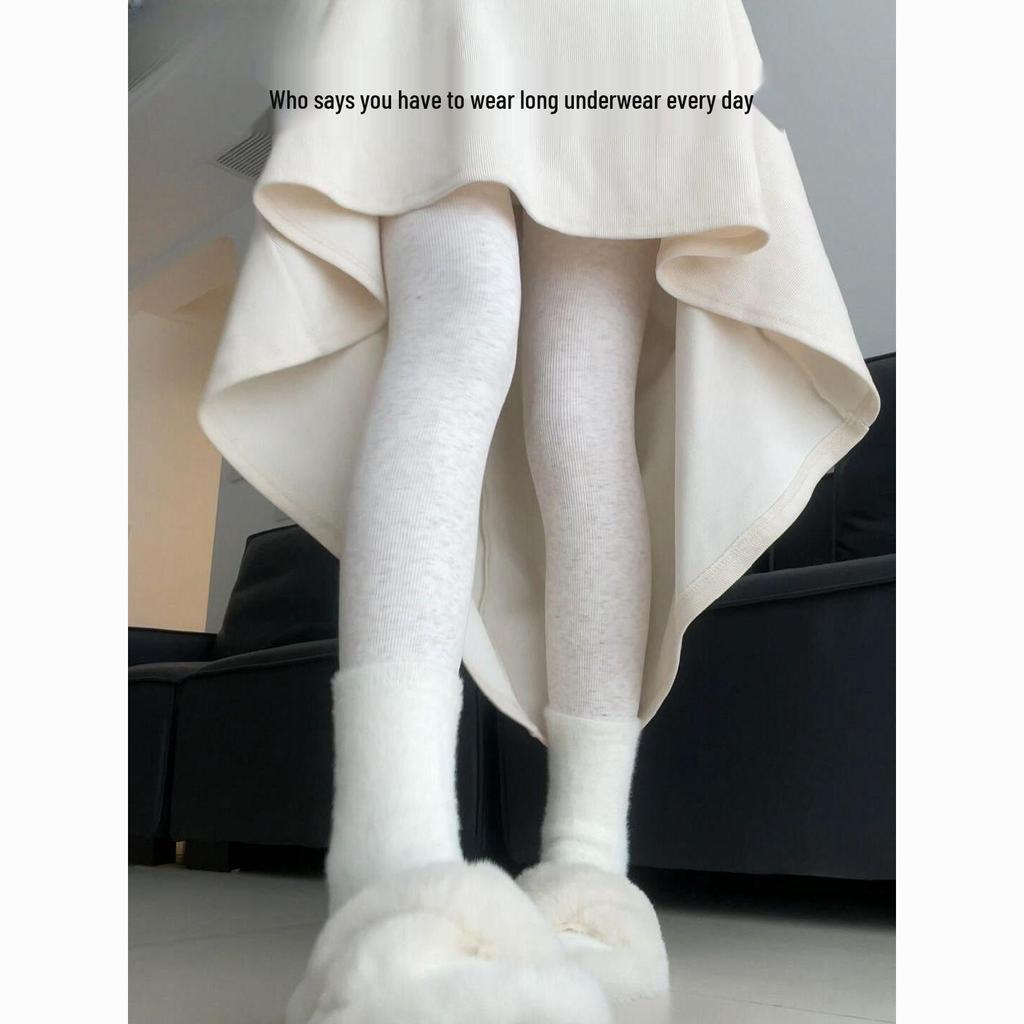 Women's Oatmeal Fleece-Lined Stirrup Leggings: High-Waist, Slimming Base Layer for Spring/Autumn/Winter 2025.