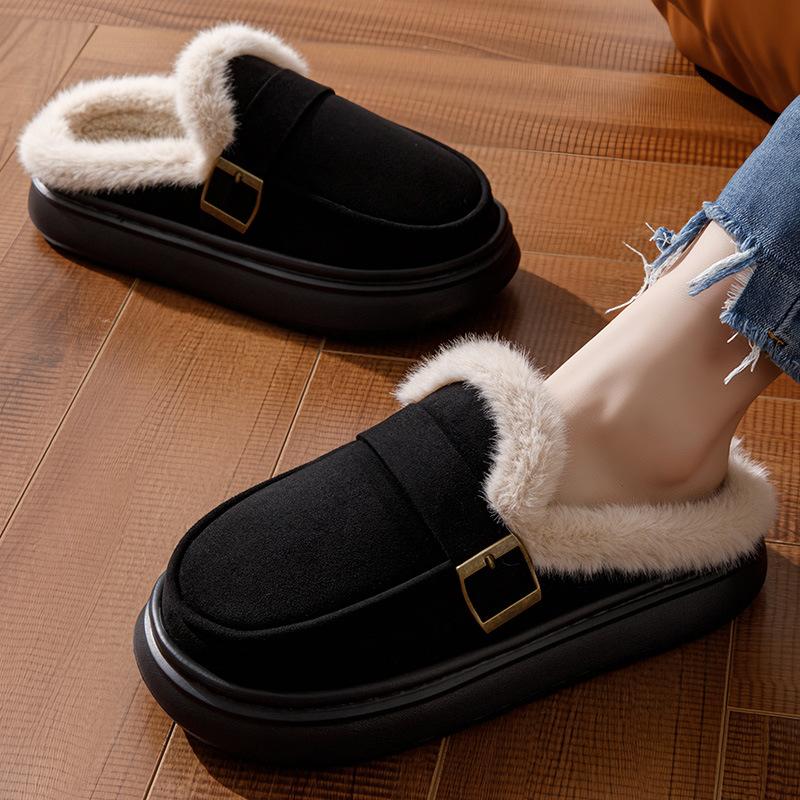 Fashion boots 2025 winter solid color with velvet thermal boots one pedal thickened student cotton shoes boots