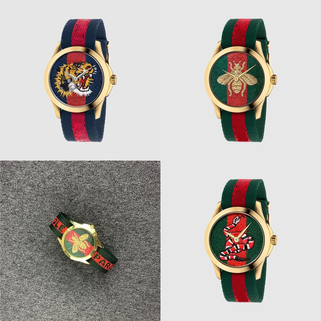 Female Sport Watch With Snake Tiger And Bee Embroidery Design For Daily Wear