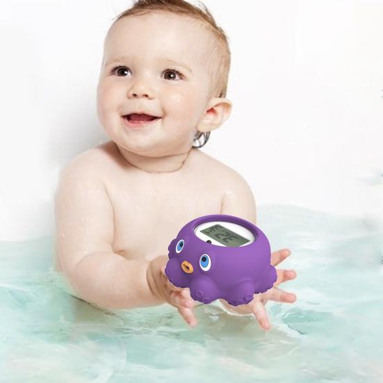 Kinder-Badethermometer, Cartoon-Ente/Krabbe/Wal/Oktopus-Form, Wassertemperatur-Messwerkzeug, präzise Messung, wasserdichtes Thermometer für die Dusche