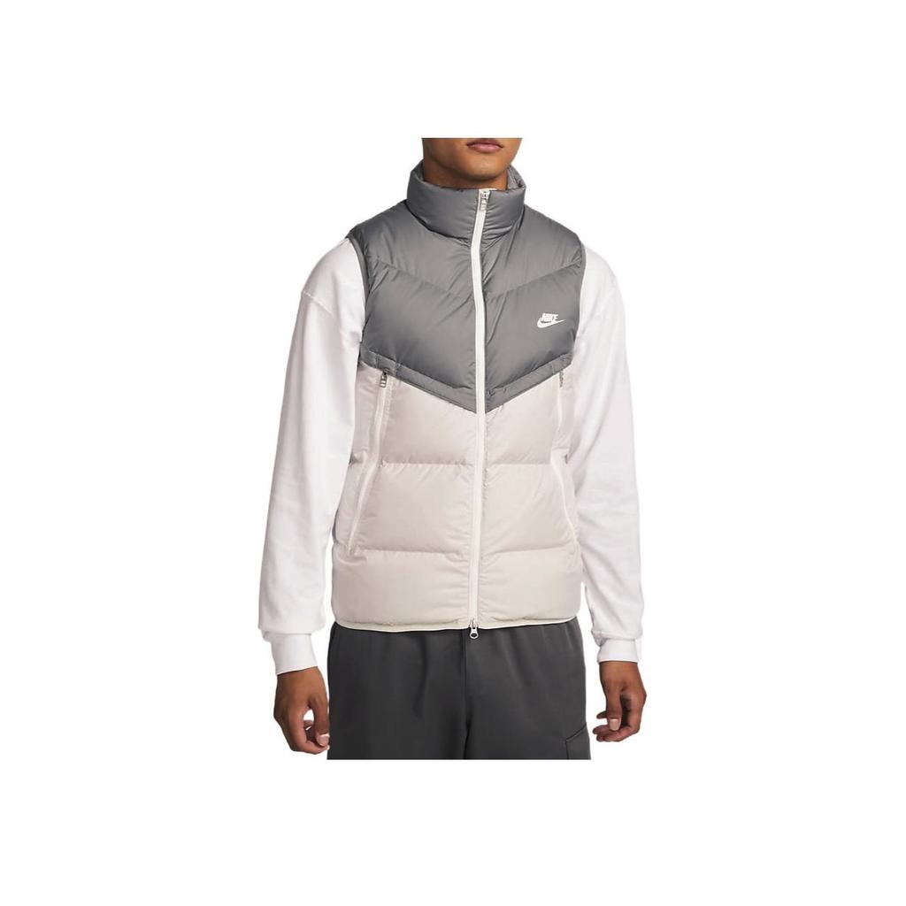 Nike Logo Print Casual Sports Stand Collar Down Zip Vest Men Outerwear Gray DV1136-084