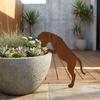 Rusty Finish Metal Dog Garden Statue Rustic Animal Silhouette Garden Statue  Outdoor Yard Decor