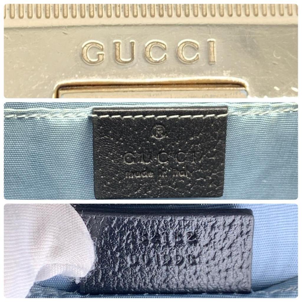 GUCCI Bee & Star Shoulder Bag Crossbody Chain Strap Gold Hardware Leather 432182 Padlock Black Women's