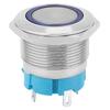 2PCS 4 Pin Self Locking Push Button Switch with Ring Light 22mm IP65 for Ship Car Modification(Blue 220VAC)