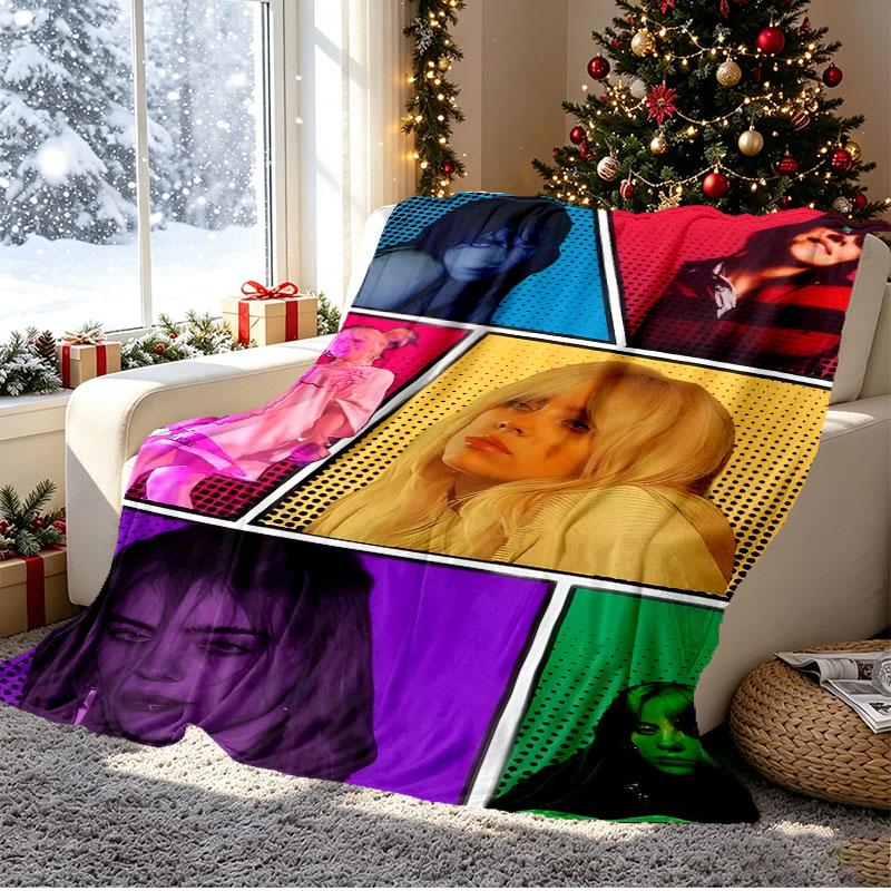 Billie Eilish Pattern Blanket for Home Decoration, Bed, Sofa, Car Travel, Camping, Suitable for All Seasons, Birthday Christmas Gift