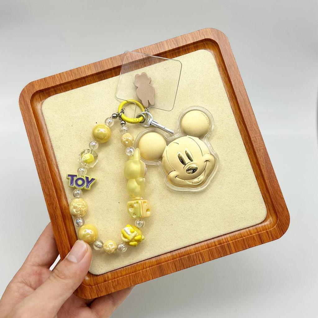 Mickey Mouse 999 Pure Gold Mobile Keychain Pendant - Cute Cartoon Souvenir Charm