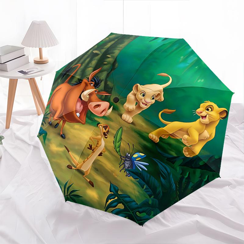 1 Auto Open Lion King, Jungle Themed Colorful 8-rib Portable Umbrella for Men and Women, A Compact Commuting Companion Suitable for Daily Dr