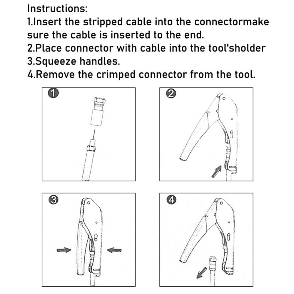 Multitool Wire Stripping Squeezing Pliers Coaxial Cable Cold Press Clamp RG59 RG6 Cable TV Crimping Tool Set with 20 F