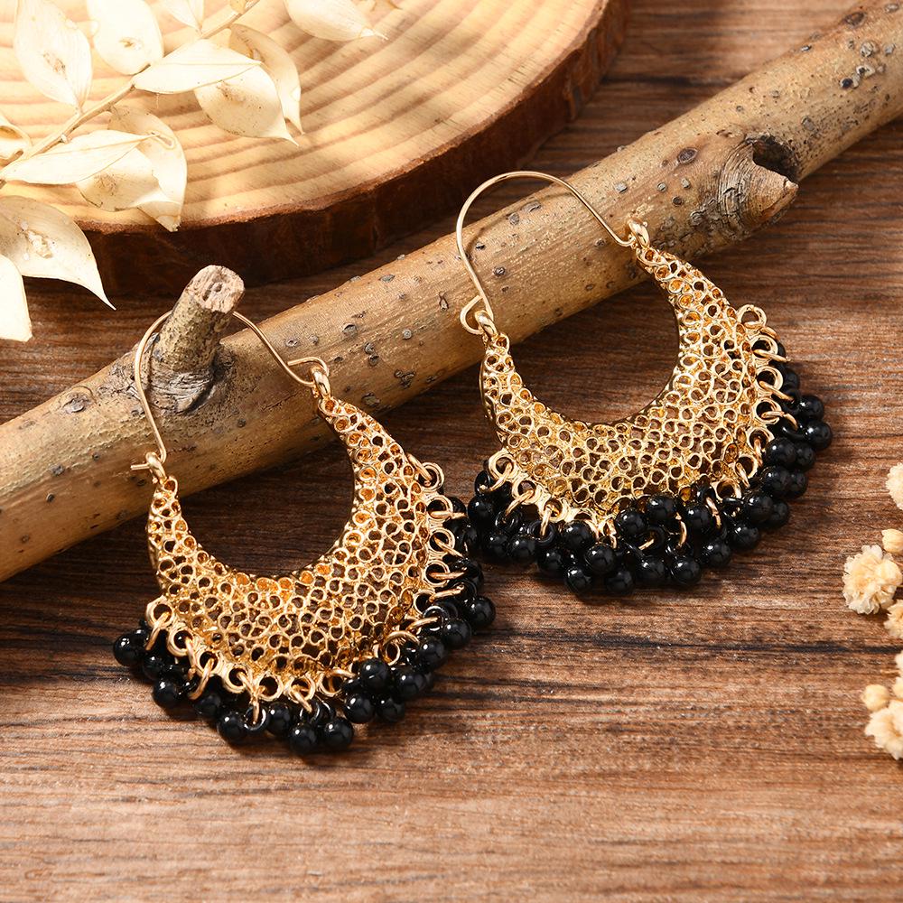 Copper-Plated Gold Zircon Hoop Earrings with Pearls - Elegant and Luxurious Design