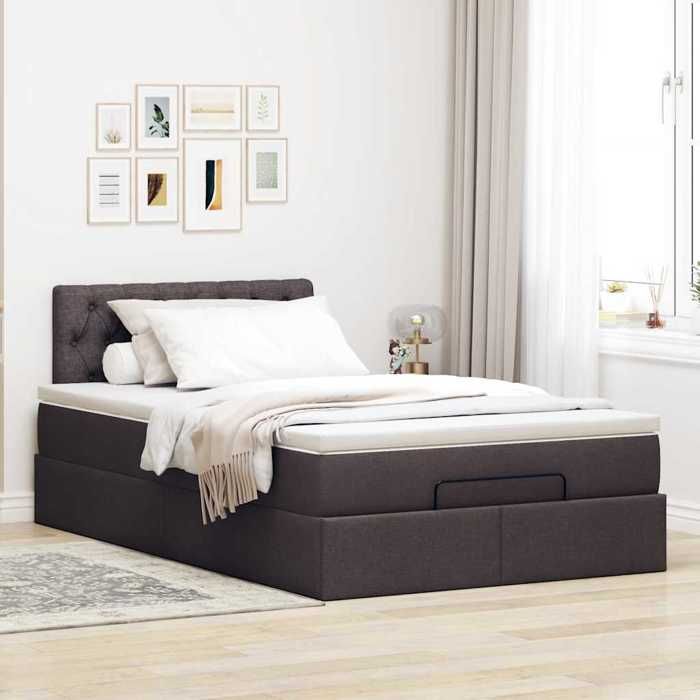 VidaXL Ottoman Bed with Mattress Dark Brown 120x200 Cm Fabric 3311535
