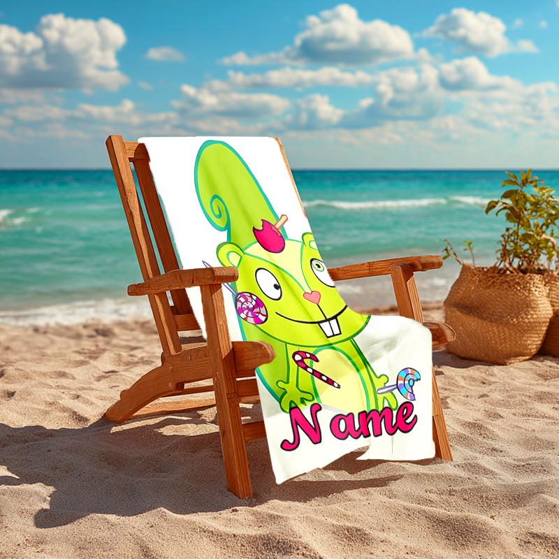 Personalized customized proof beach towel with Happy Tree Friends pattern - soft, absorbent,quick-drying,perfect swimming,camping&bathing