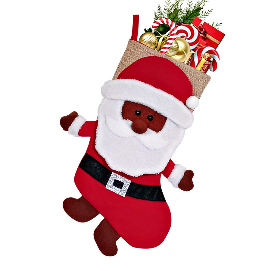 3D Knitted Strap Black Face Old Man Christmas Stocking Ornament & Tree Decoration