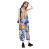 Women's Romper Print Casual Loose Cotton Linen Overalls