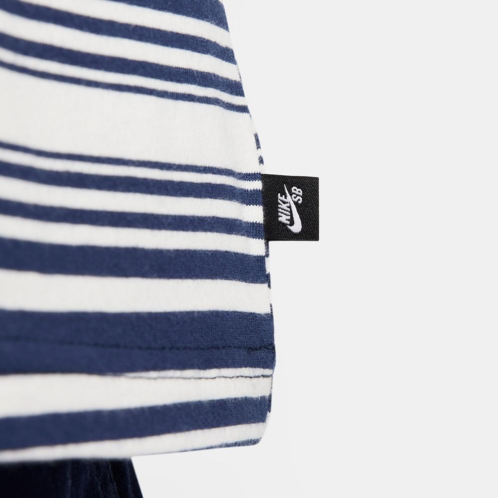 Nike SB Gestreiftes Rundhals-Casual-Kurzarm-T-Shirt Herren-Tops Weiß Blau FQ3712410