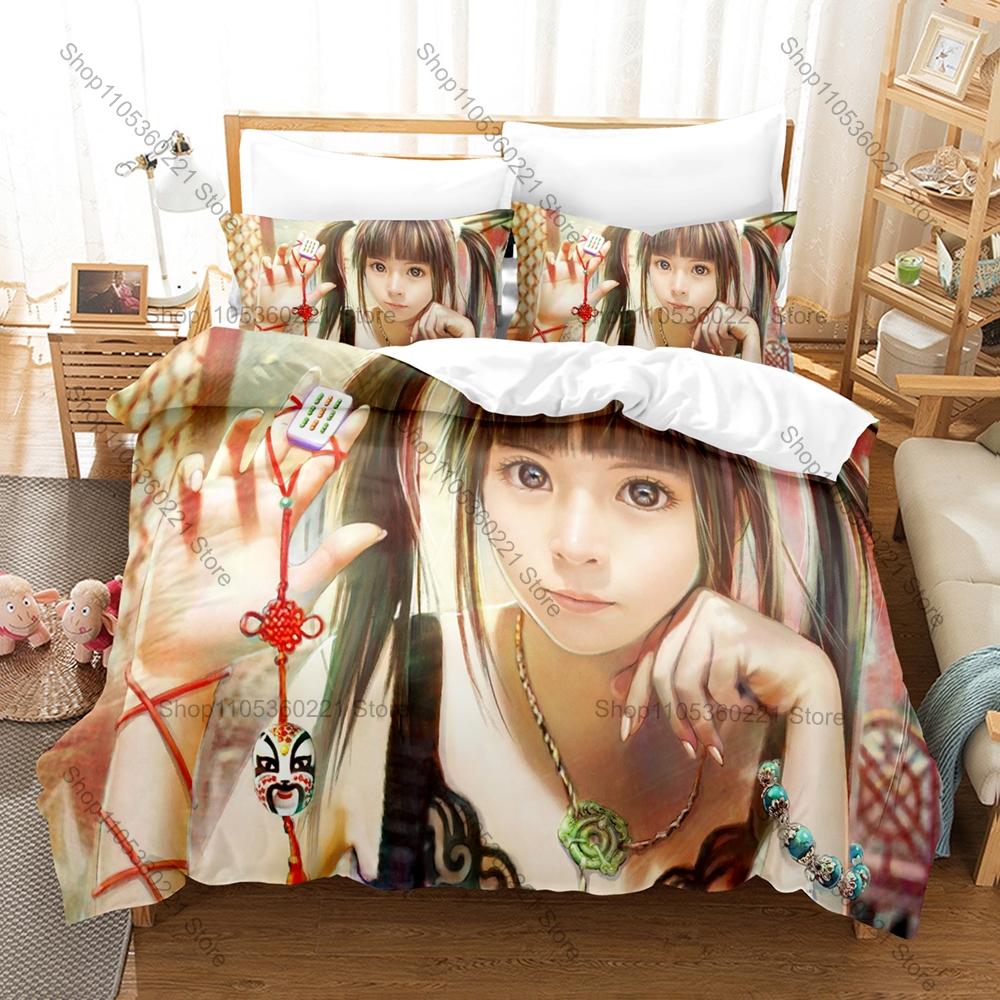 Cool Dark Gothic Werewolf & Mary Character Pattern 3 In 1 Bedding Set Quilt Cover With Two Pillowcases Unique Home Gift Indie Ga