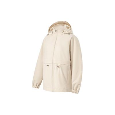 Li Ning Fitness Series Solid Color Long Sleeve Water Resistant Hooded Windbreaker Women Outerwear Gravel-Gray AFDU086-1