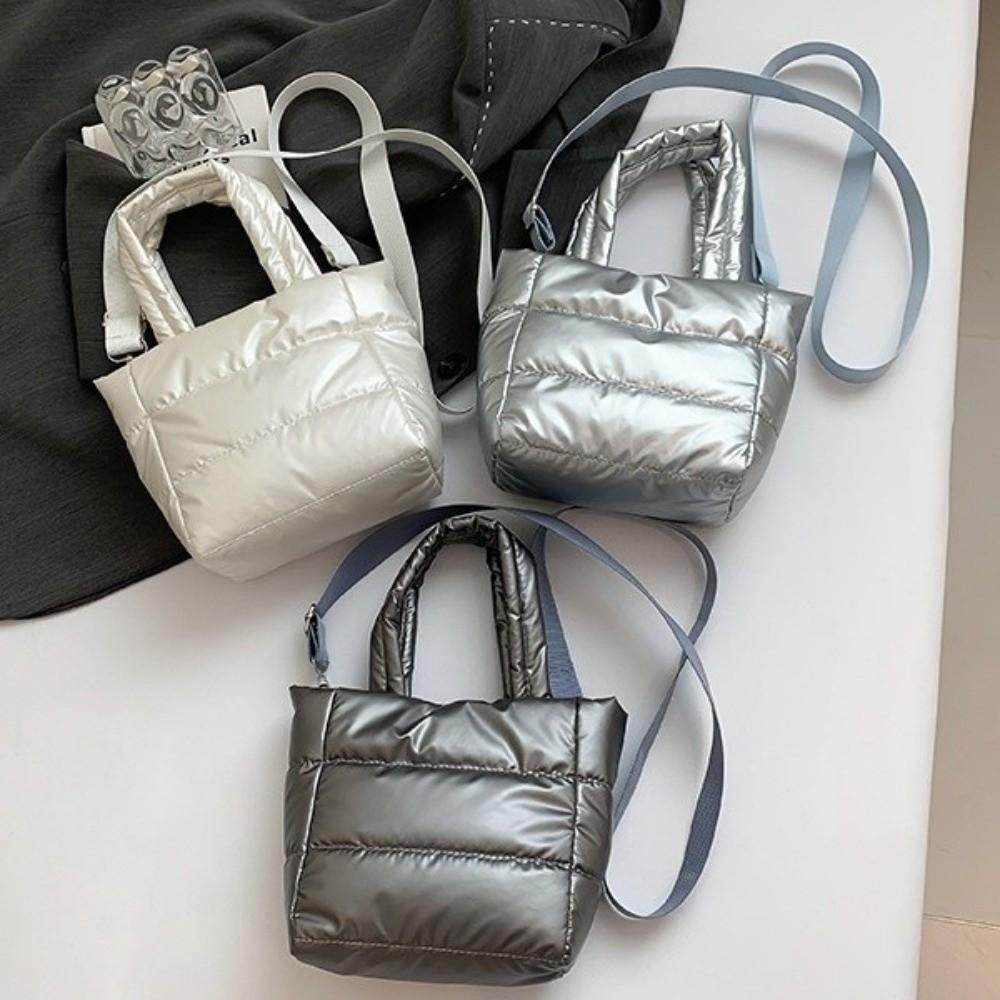 Adjustable Strap Puffy Handbag Large Capacity Puffer Crossbody Bag Quilted Shoulder Bag  Casual