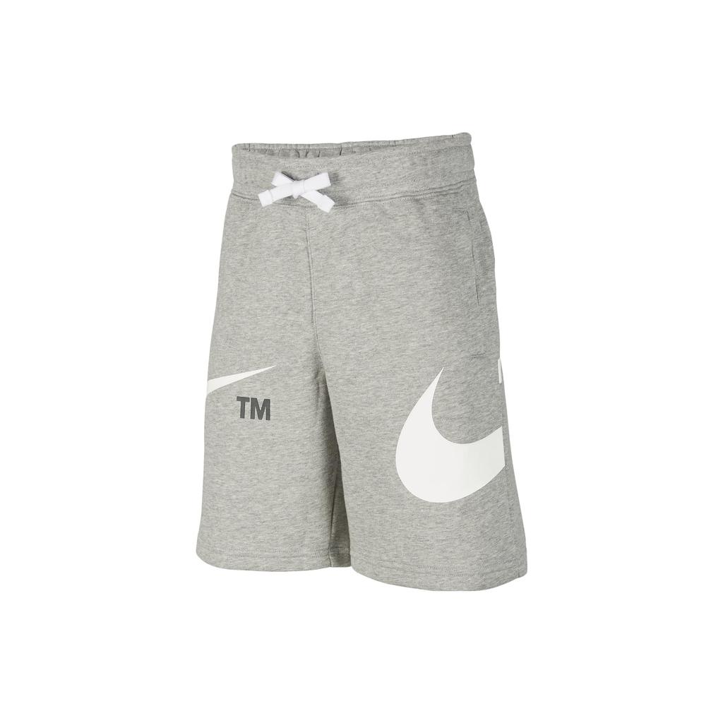Nike Sportswear Swoosh Logo Print Straight Shorts Kids Bottoms Grey DR8484-063