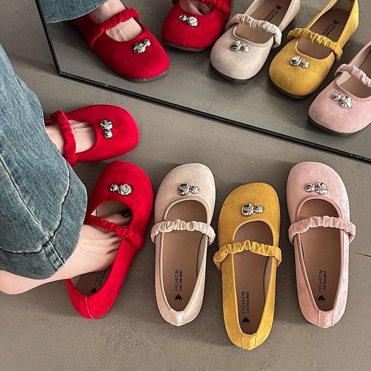 2025 spring new retro gentle skirt Mary Jane shoes women's shallow mouth single shoes round head ladyshoes women