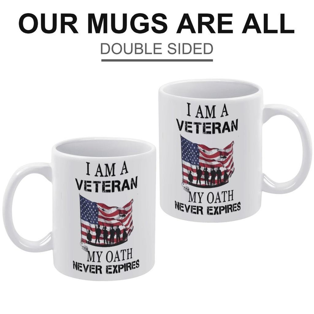 1pc 11oz White Ceramic Coffee Mug, Double-Sided Printed Style, Microwave Safe Cup, Perfect Gift for Birthday, Holiday or Office Desk