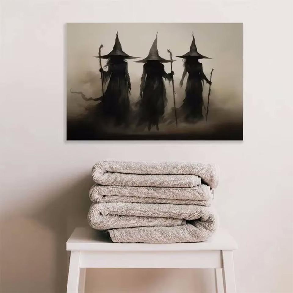 Abstract Retro Witch Halloween 5DDIY Diamond Painting Female Witchcraft Cartoon Character Wall Painting Home Bedroom  Decoration