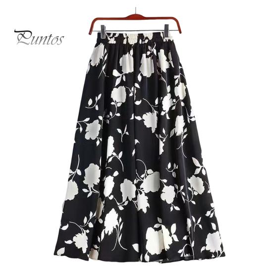 

Женская юбка, эластичная юбка А-силуэта с высокой талией, принт в виде цветка розы, юбка миди с плиссированным подолом, для работы, отдыха, повседневной носки M