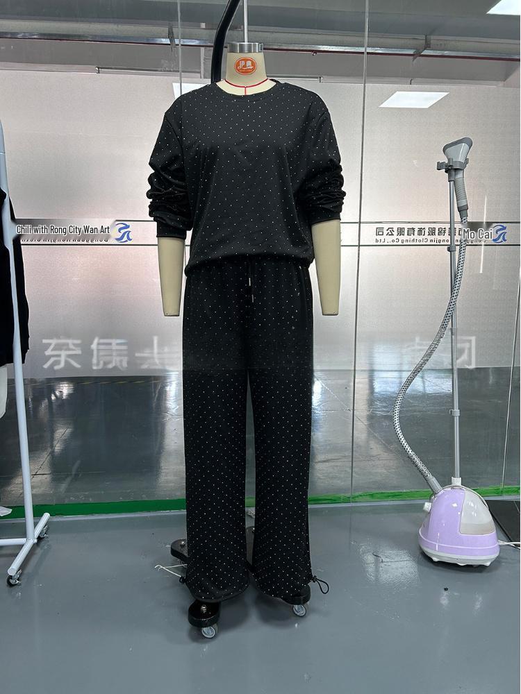 2025 Autumn/Winter Women's Casual Two-Piece Set: Round Neck Sweatshirt & Drawstring Jogger Pants