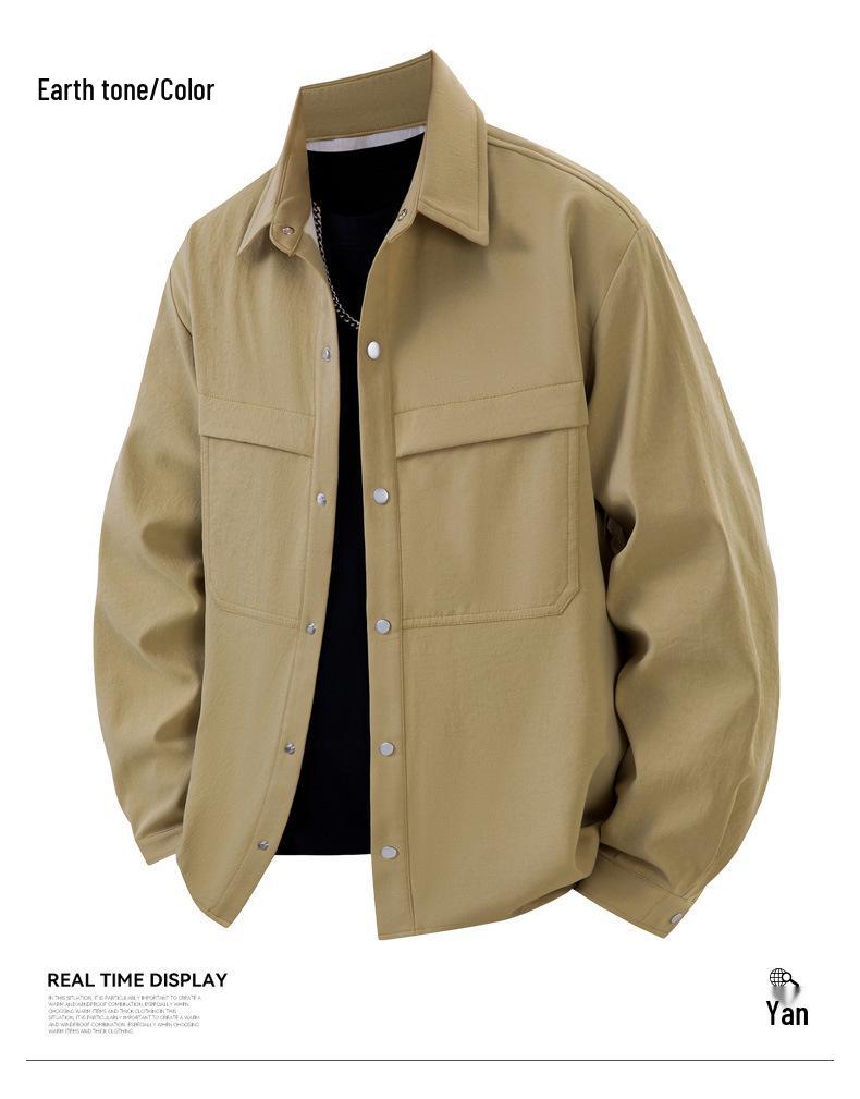 Men's High-End American Workwear Jacket: Trendy Spring/Autumn Loose-Fit Shirt-Style Coat (Customizable)