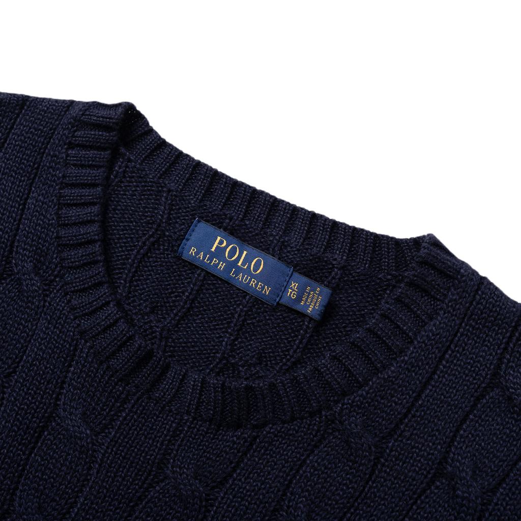 Polo Ralph Lauren Logo Solid Color Cable Knit Sweater Men sweater Navy-Blue MNPOSWE16810181-B82