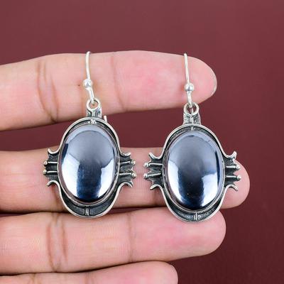 Pendiente de shungita, joyería con piedras preciosas, pendiente de plata de ley 925, pendientes hechos a mano, joyería de shungita de primera calidad, regalos para ella, pendiente nuevo